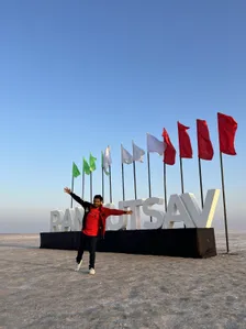 Prasenjit at the Rann Utsav sign in the White Rann